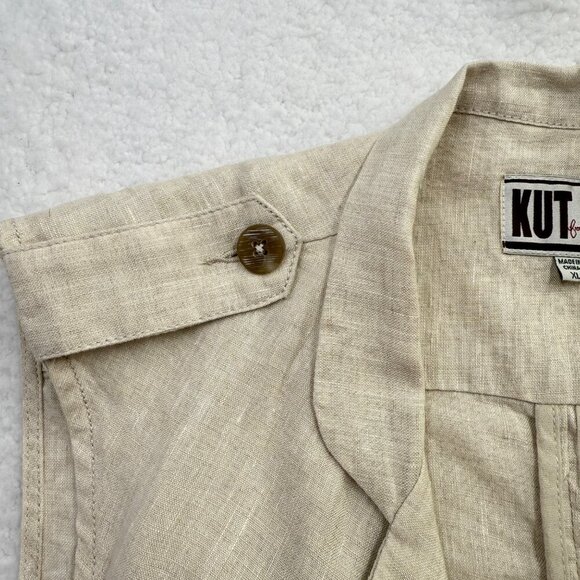 Kut from the Kloth Linen Open Drape Front Vest Coastal Boho Beige Womens XL NEW - Picture 2 of 10